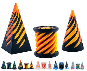 3D Printed Spiral Fidget Toys Impossible Pyramid Passthrough Sculpture Mini Cones Pass Through Pyramid Fidget Toy (Gold Black)