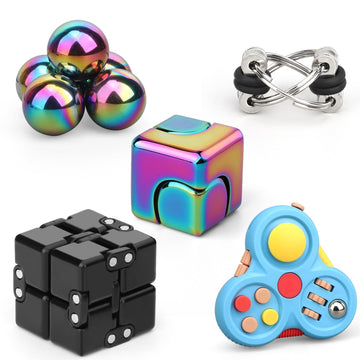 Fidget Toys Set For Adults, Sensory Pack With Fidget Chain, Infinity Cube, Fidget Spinner Cube, Magnet Rollers, Fidget Pad, Offi