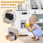 HONEY JOY Corner Kids Kitchen Playset, Wooden Toy Kitchen Set w/Lights & Sounds, Range Hood, Ice Maker & Coffee Maker, Microwave