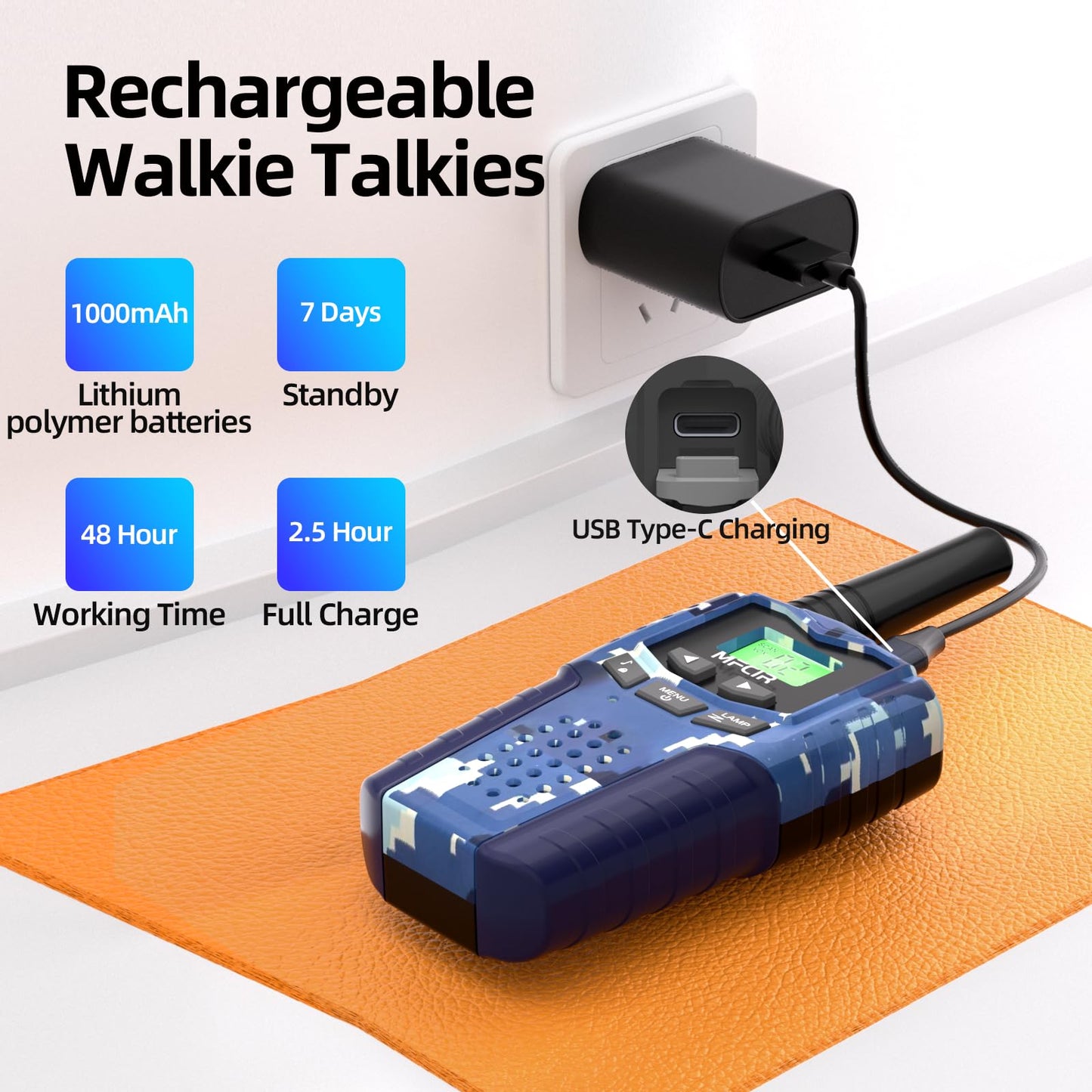 Walkie Talkies For Kids Toys For Boys, Rechargeable, 2 Pack, 3 Miles Range, 22 Channels, 2 Way Radio,Birthday Gifts For3-12 Year