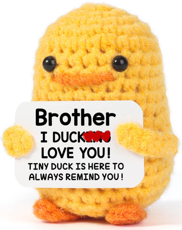 Mbl Funny Birthday Gifts For Brother - Handmade Small Cute Cool Crochet Duck Present For Big Little Bro Easter Graduation Stocki