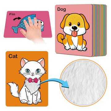 Broytain Touch And Feel Flash Cards For Toddlers 1-3,Learn Cvc Words For Kids,Texture Sensory Play Mats,Learn Animals,Everyday I
