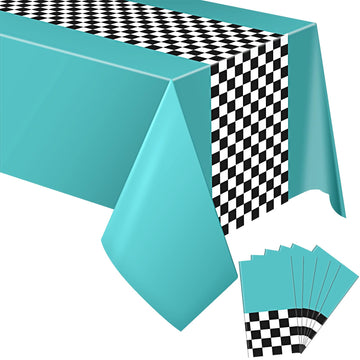 Irenare Car Birthday Party Supplies Racing Decorations 50S Party Tablecloth Racetrack Table Runner Table Covers For Kids Boy Car Theme Birthday Decor, 54 X 108 Inch(Cyan,6 Sheets)