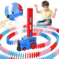 Kids Games Domino Train Toys,200Pcs Automatic Domino Train Toy For Boys 4-6,Toddler Toys Train Domino Stacker With Steam,Light,S