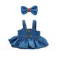 LYBHYQTII Clothes for 17cm Dolls Cute Style Outfit 2 Piece Set Including a Blue Bow and Jeans Skirt - enhanced Handmade Dolls Clothes Accessories - No Doll (Blue)