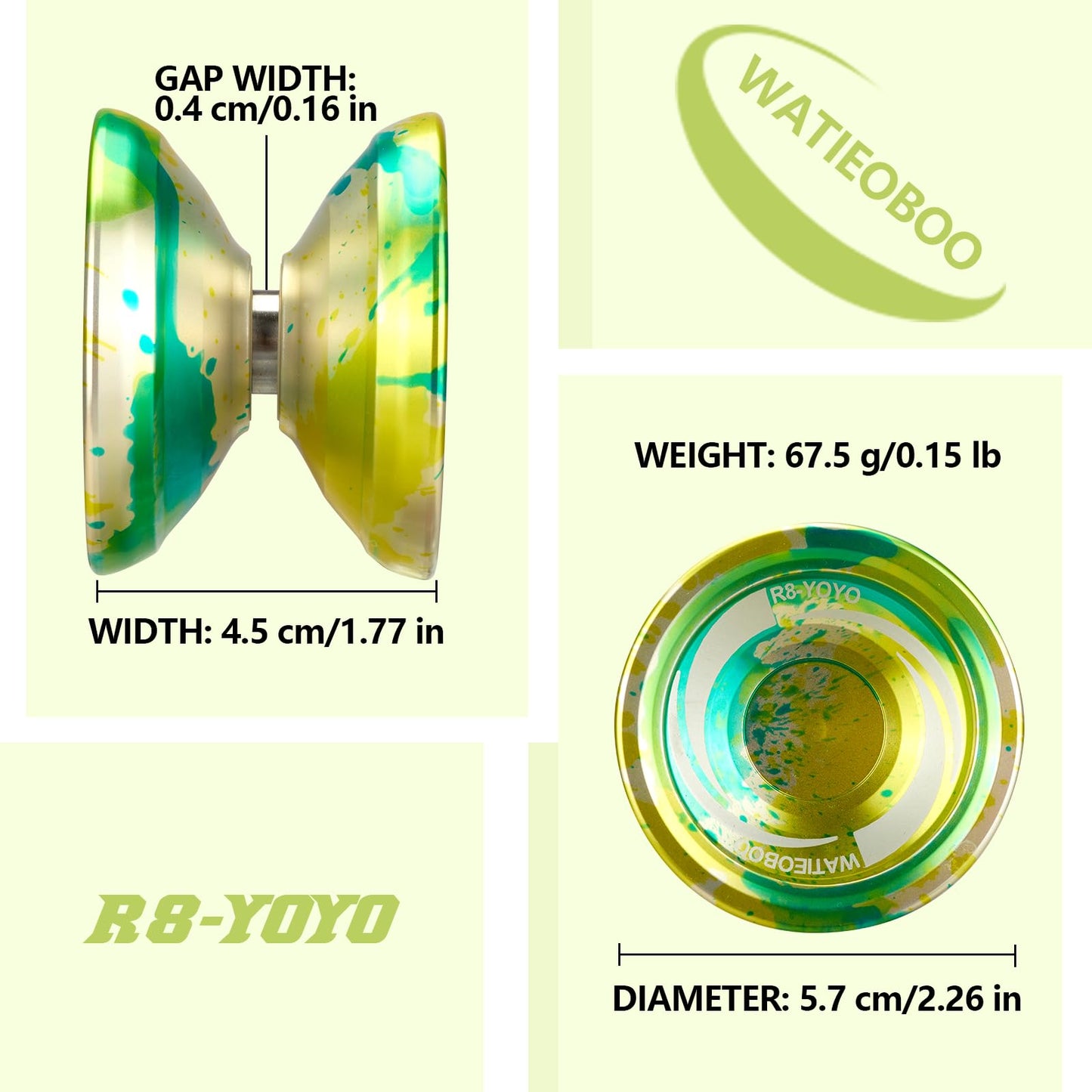 Watieoboo R8 Responsive Yo Yo Professional, Metal Yoyos For Kids Adults Beginner, Replacement Unresponsive Yoyo Bearing For Adva