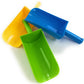 Matty's Toy Stop 9'' Kids Short Handle Sand Scoop Plastic Shovels for Sand & Beach (Yellow, Blue & Green) Gift Set Bundle - 3 Pa