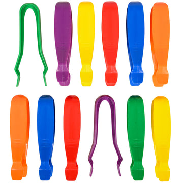 Edxeducation Jumbo Tweezers - Set Of 12 - For Ages 18M+ - 6 Colors - Plastic Toddler And Pre-School Tweezers - Develop Strength 
