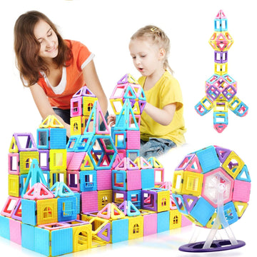 124Pcs Magnetic Blocks Toys For 3 4 5 6 7+ Year Old Boys Girls Macaron Castle Magnetic Tiles Building Blocks Set For Toddlers Stem Creativity/Educational Toys For Kids Age 3-6 Christmas Birthday Gifts