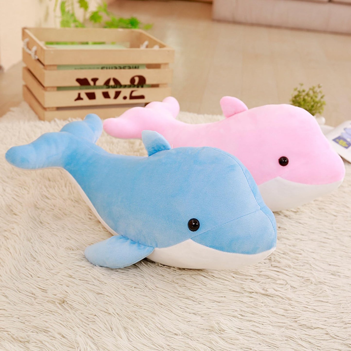 Lvpu 2Pieces Dolphin Stuffed Animals Plush Pillows Soft Sea Animal Plush Toys Dolls Stuffed Animal Plushies Gifts For Kids (Pink