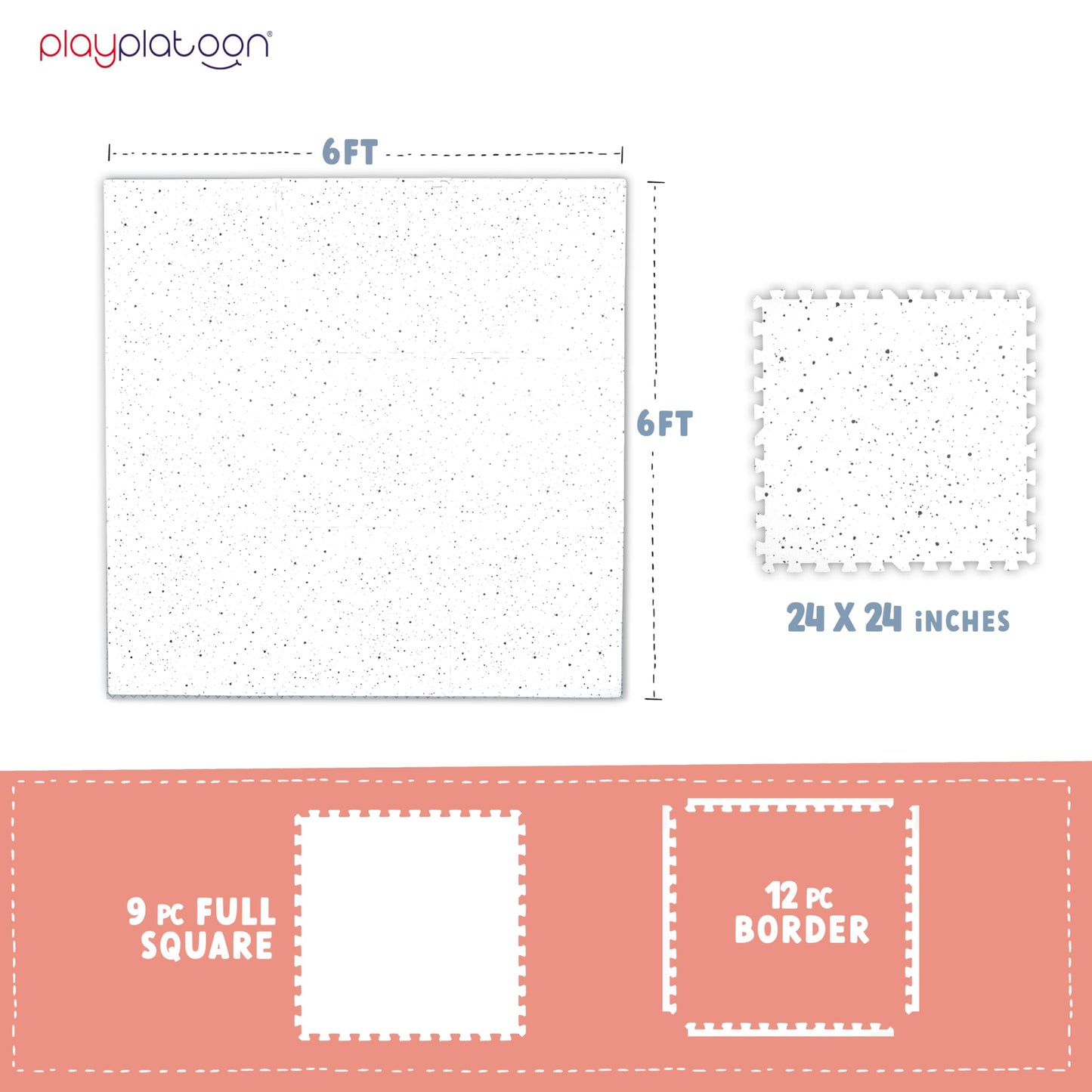 Play Platoon Non-Toxic Large Kids Play Mats For Floors, 9 Tile 72 X 72 Inch - Extra-Thick Interlocking Comfortable Cushioned 24
