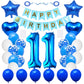 Huture 11 Birthday Party Supplies Blue Number 11 Foil Balloon Happy Birthday Banner Kit 11Th Birthday Decoration White Blue Late