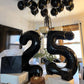 Paticool 25 Number Balloon Black, 40 Inch Large 25/52 Number Foil Mylar Balloons For 25Th Birthday Party Celebration Decorations