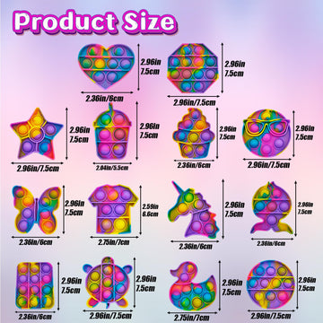 14 Pack Pop Fidget Sensory Toys Party Favors For Kids 4-8 8-12 Year Boys Girls Mini Fidget Toy Bulk Bubbles Popper For Valentine