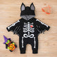 Baby Bat Costume Boy Girl: My First Halloween Baby Boy Outfit Newborn Cloak Romper Bat Ears Jumpsuit With Wings Cosplay Infant Toddler Vampire Ghost Dress Up Hooded Clothes Set Black Skull 18-24 Months