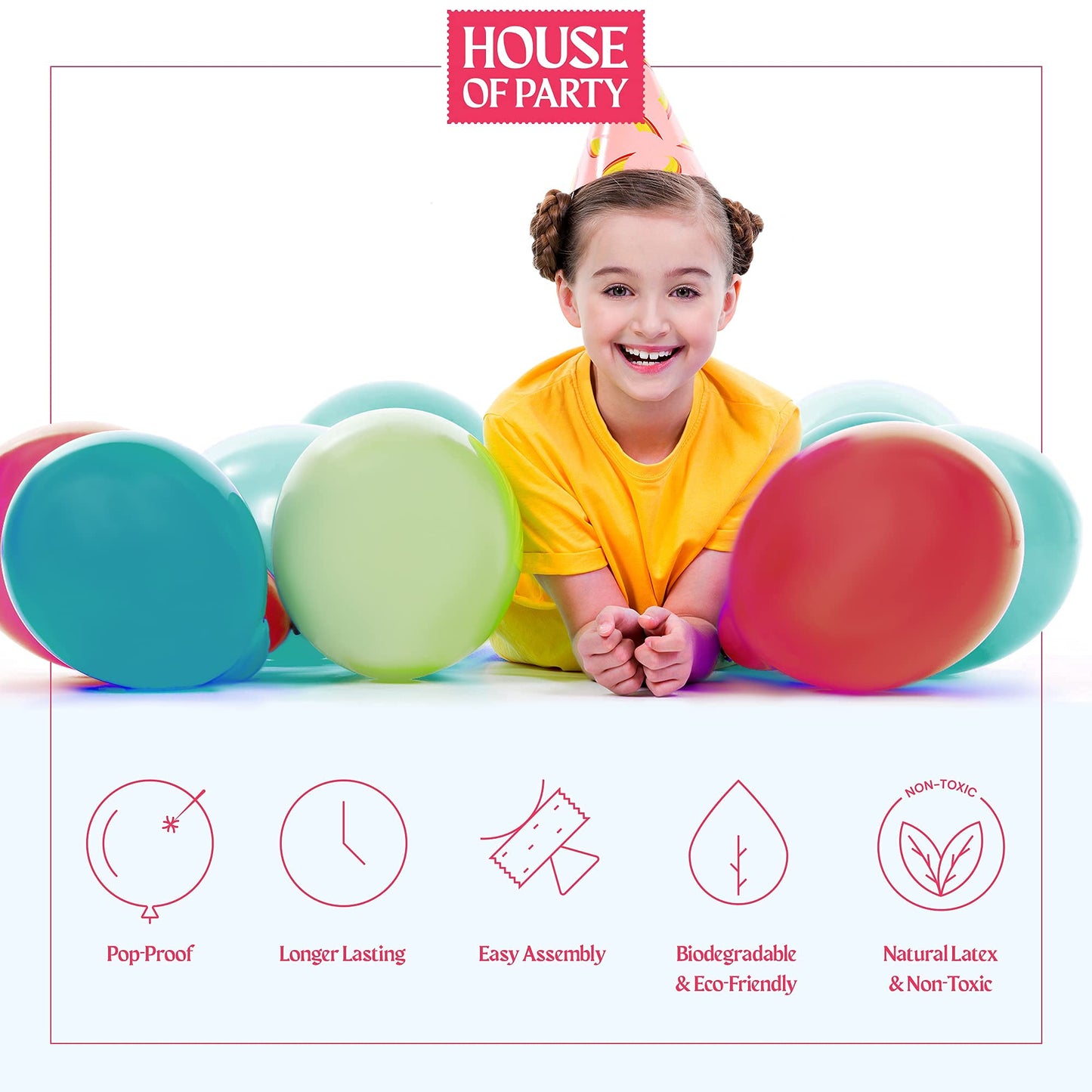 House Of Party Red, White And Gold Balloon Garland Kit 123 Pcs - Teal, Dark Red Metallic Balloons Arch For Valentine, Wedding, G