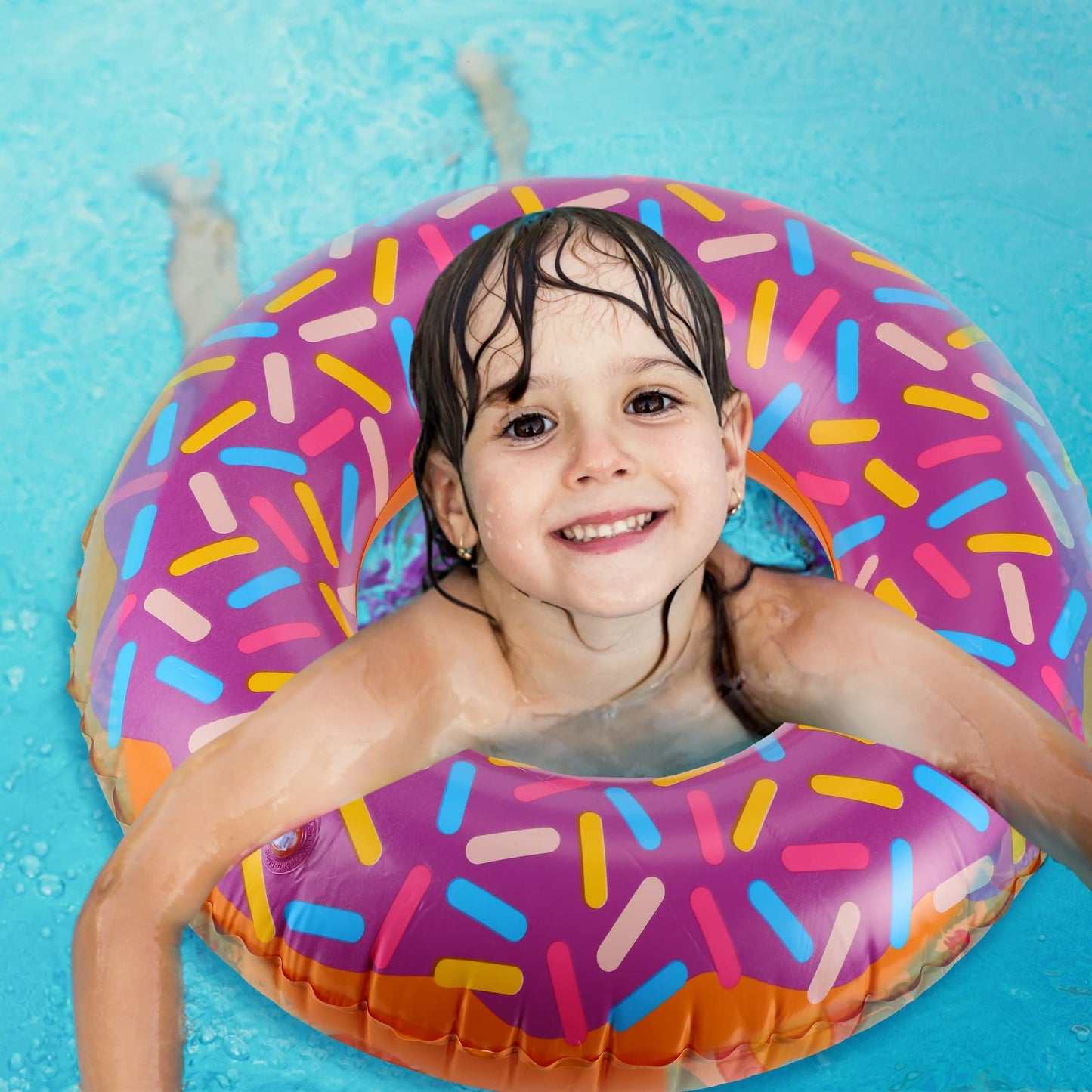 8 Pcs Kids Inflatable Donut 21.7 Inch Sprinkle Donut Pool Floats Doughnut Inflatable Swim Tube Swimming Ring Colorful Beach Part