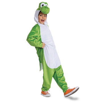 Yoshi Costume Hooded Jumpsuit, Official Super Mario Character Costume For Kids, Size (10-12)