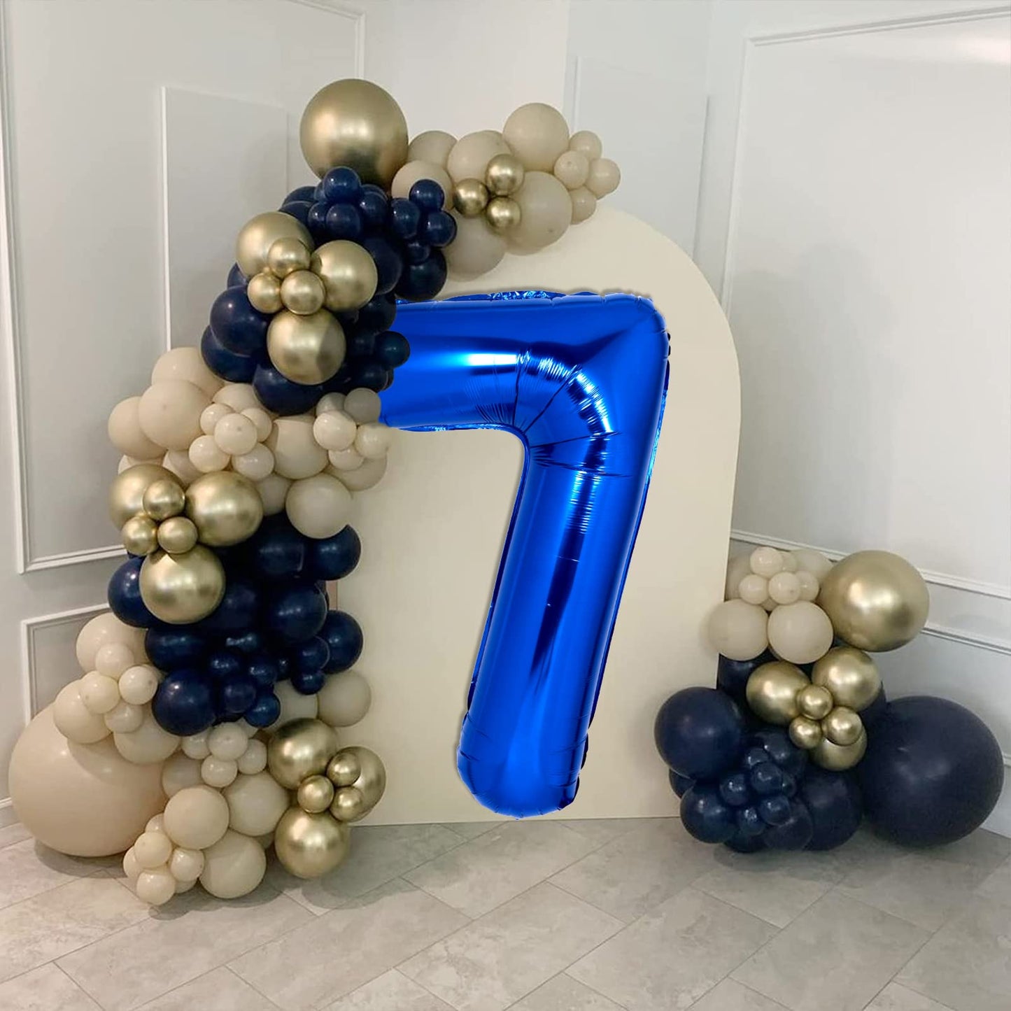 40 Inch Giant Navy Blue Number 7 Balloon, Helium Mylar Foil Number Balloons For Birthday Party, 7Th Birthday Decorations For Kid