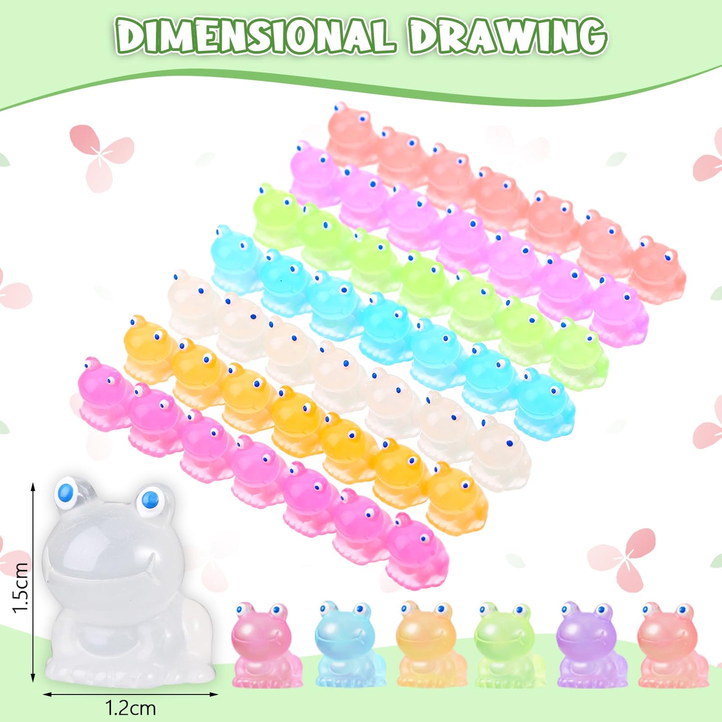 Fuyamp 100 Pcs Mini Resin Luminous Frogs Glow in The Dark Tiny Frogs Luminous Mini Portrait Mini Fairy Garden DIY Christmas Birt