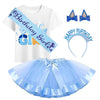 SHELOVESIT Girls Birthday Costume - T-Shirt and Tutu Dress, Blue Headband and Satin Sash for Girls Birthday Party - 100cm/3T-4T