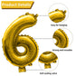 40 Inch Gold Number 6 Balloon, 6Th Birthday Balloons, 11Pcs Gold Black Latex Balloons Silver Birthday Print Balloons Digital 6 F