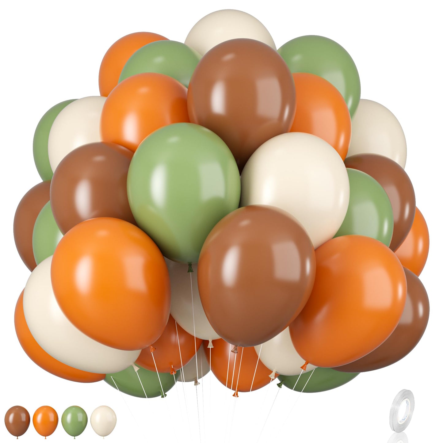 Sage Green And Orange Balloons, 12 Inch Green Brown Orange Balloons Olive Green Brown Beige Jungle Safari Wild Woodland Balloon