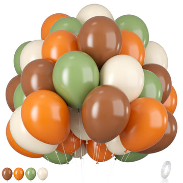 Sage Green And Orange Balloons, 12 Inch Green Brown Orange Balloons Olive Green Brown Beige Jungle Safari Wild Woodland Balloon