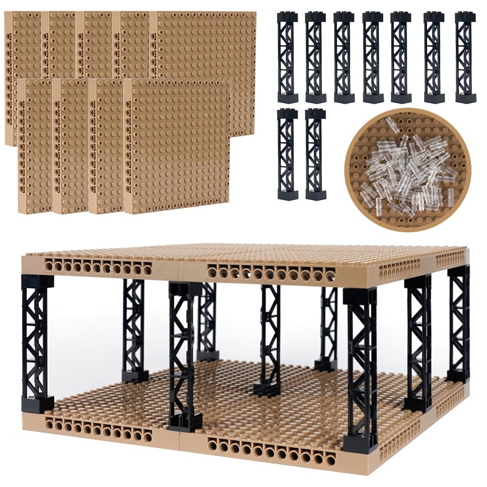 Wsryltch Brick 16X16 Plate 1/3 With Holes,Pixel Art Painting Base Pins Suppor Pillar Accessories Pack, Classic Building Block Bu
