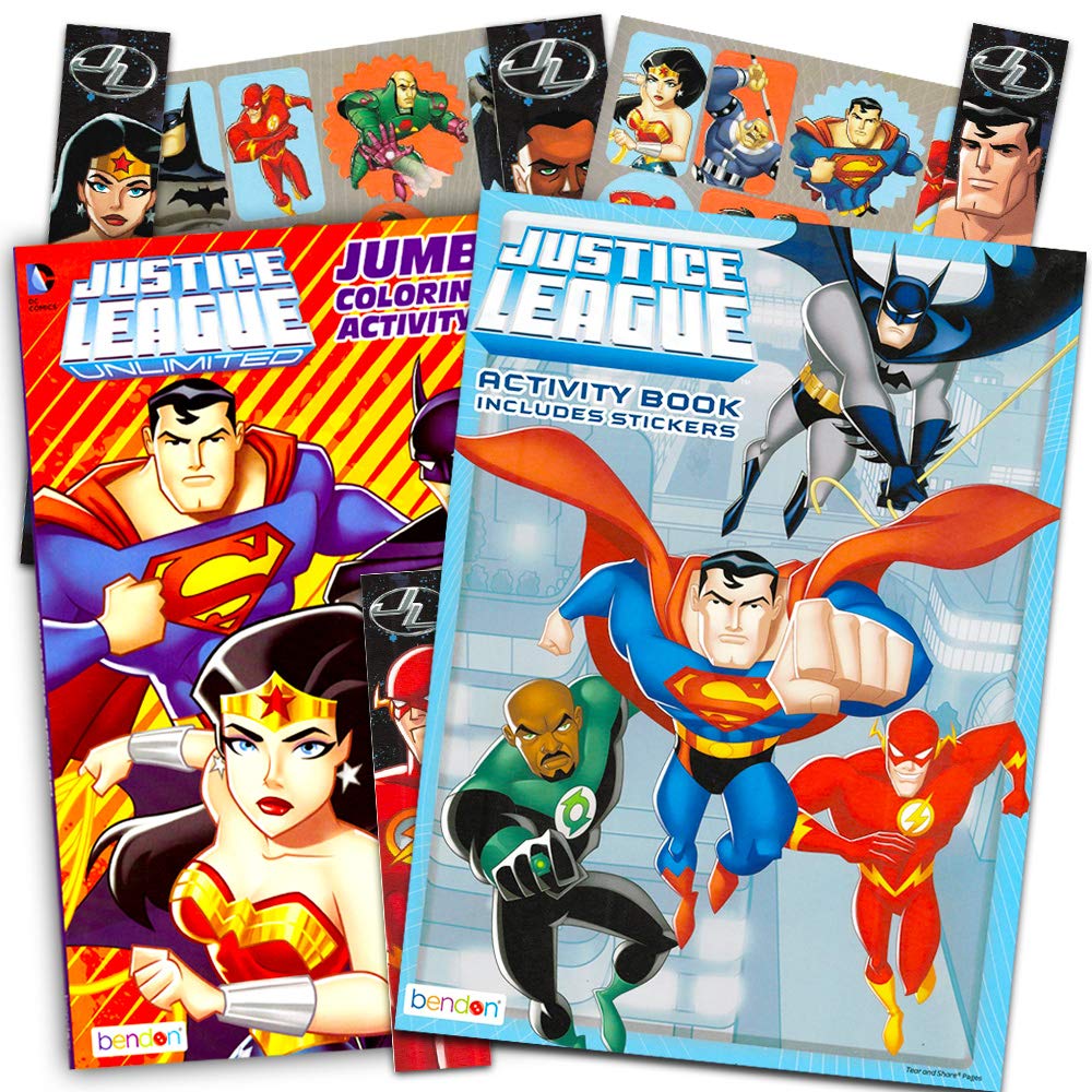 DC Comics Justice League Coloring and Activity Book Bundle with 2 Books Featuring Batman, Superman, Wonder Woman, Green Lantern,