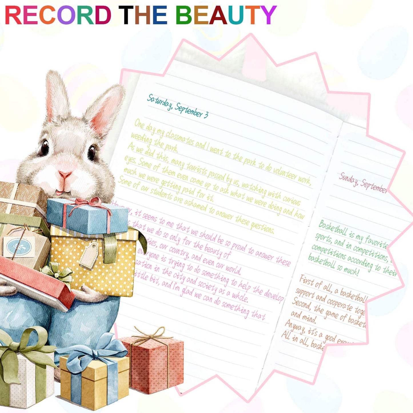 ParkistStar Furry Kid Diary, Rabbit Diary for Girls with Lock, Plush Pink Rabbit Notebook Set with Lock and Pen, Kids Journal No