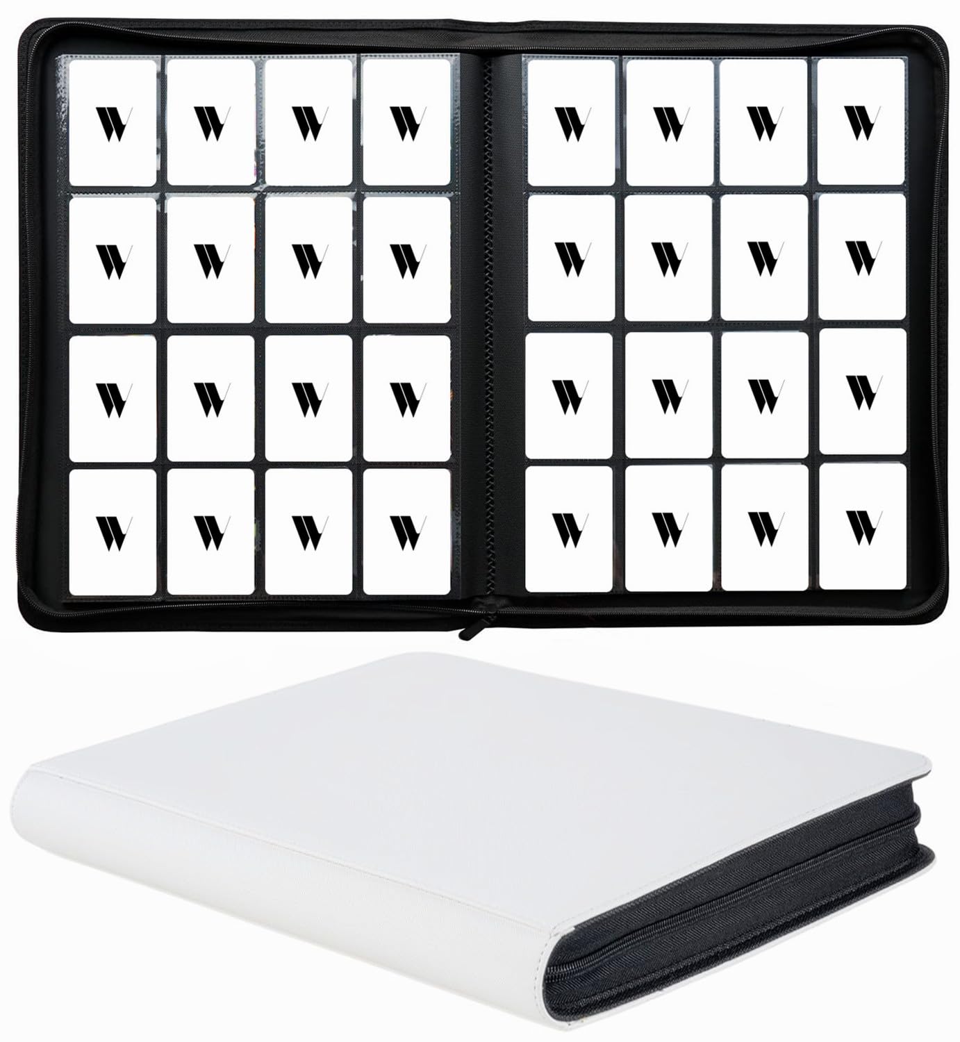 16 Pocket Card Binder  1000+ enhanced Zip Trading Card Binder  Double Sided Pocket Card Holder Album  Ringless Card Folder for MTG  TCG  Sports Card (White)