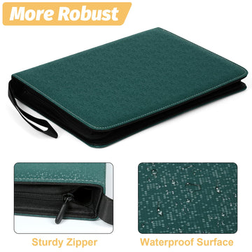 GERMUN 9 Pocket Card Binder  enhanced Zip Trading Card Binder  720 Double Sided Pocket PU Card Collection Binder  Collector Card Album  Card Folder for MTG  TCG  Sports Cards  Game Cards (Dark Green2)