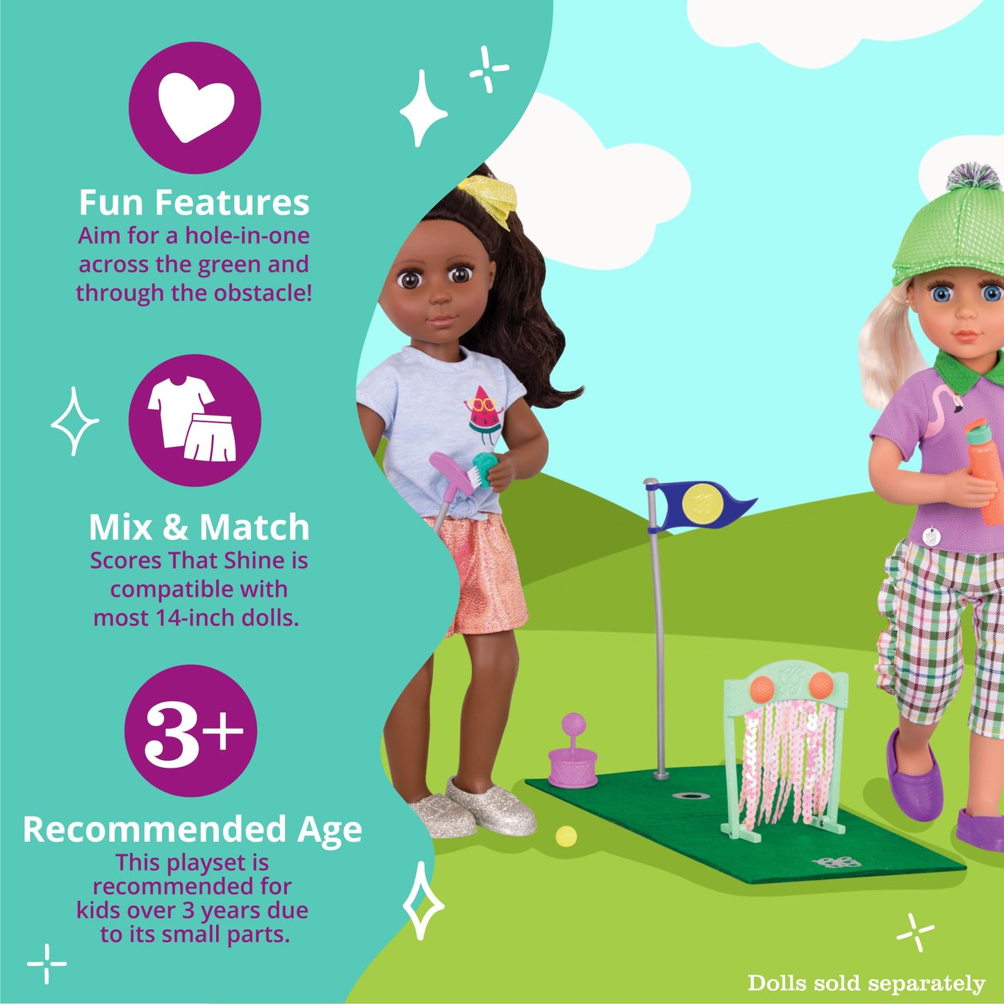 Glitter Girls – Scores That Shine – Mini Golf Set For 14-Inch Dolls - Toys, Clothes & Accessories For Girls 3-Year-Old & Up