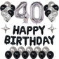 Naninuneno 40Th Black Silver Birthday Party Decorations For Men Women, Happy 40 Birthday Party Supplies With Black Happy Birthda
