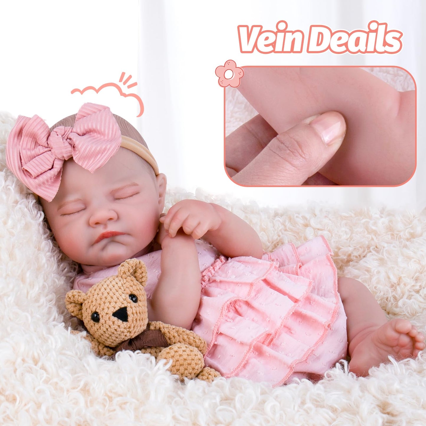Aori Lifelike Reborn Doll - Realistic 20 Inch Sleeping Newborn Baby Girl With Poseable Limbs And Feeding Set