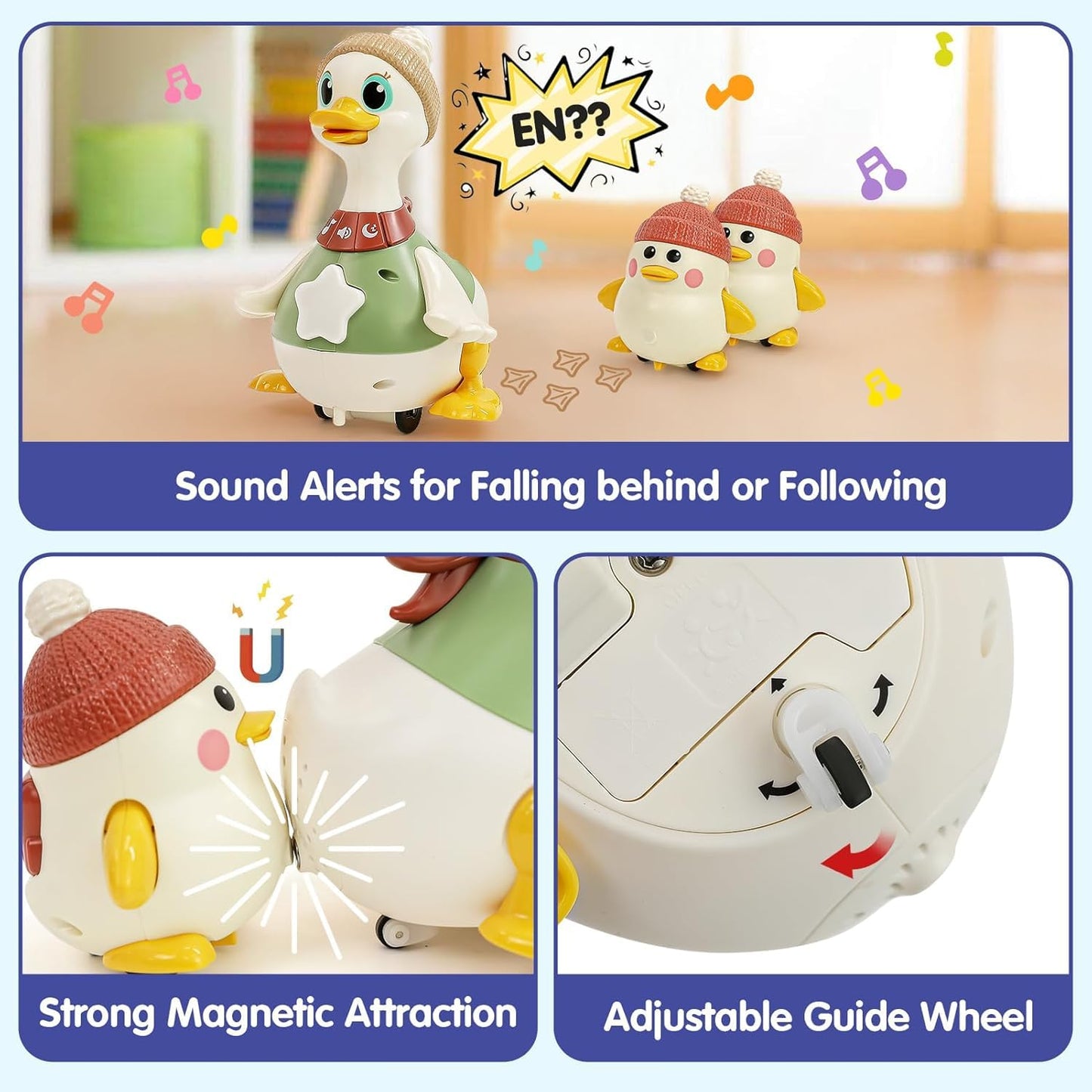 Hola Baby Toys 6-12 Months Musical Dancing Duck Toy Set With Mama And Babys Tummy Time Toys, Crawling And Interaction Modes 1 Ye