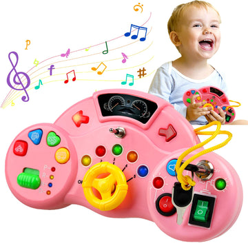Majobee Montessori Toys Busy Board For Toddlers 2-4, Led Musical Light Switch Toys For 1-3 Year Old, Sensory Activities For Kids