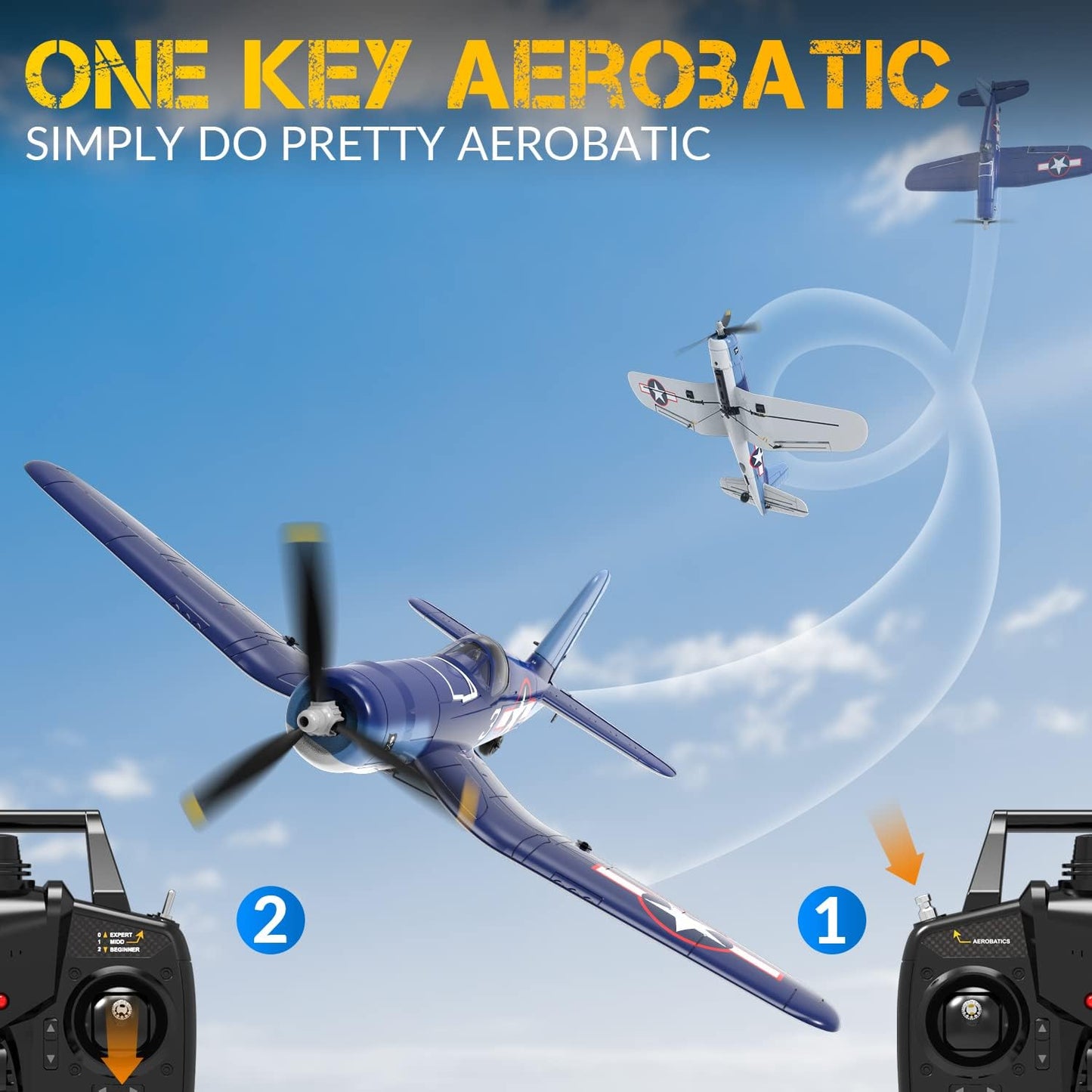 Volantexrc Rc Plane For Beginners, 4Ch Wwii Rc Airplane F4U Corsair With Aileron, 2.4Ghz Remote Control Plane With Xpilot Self R