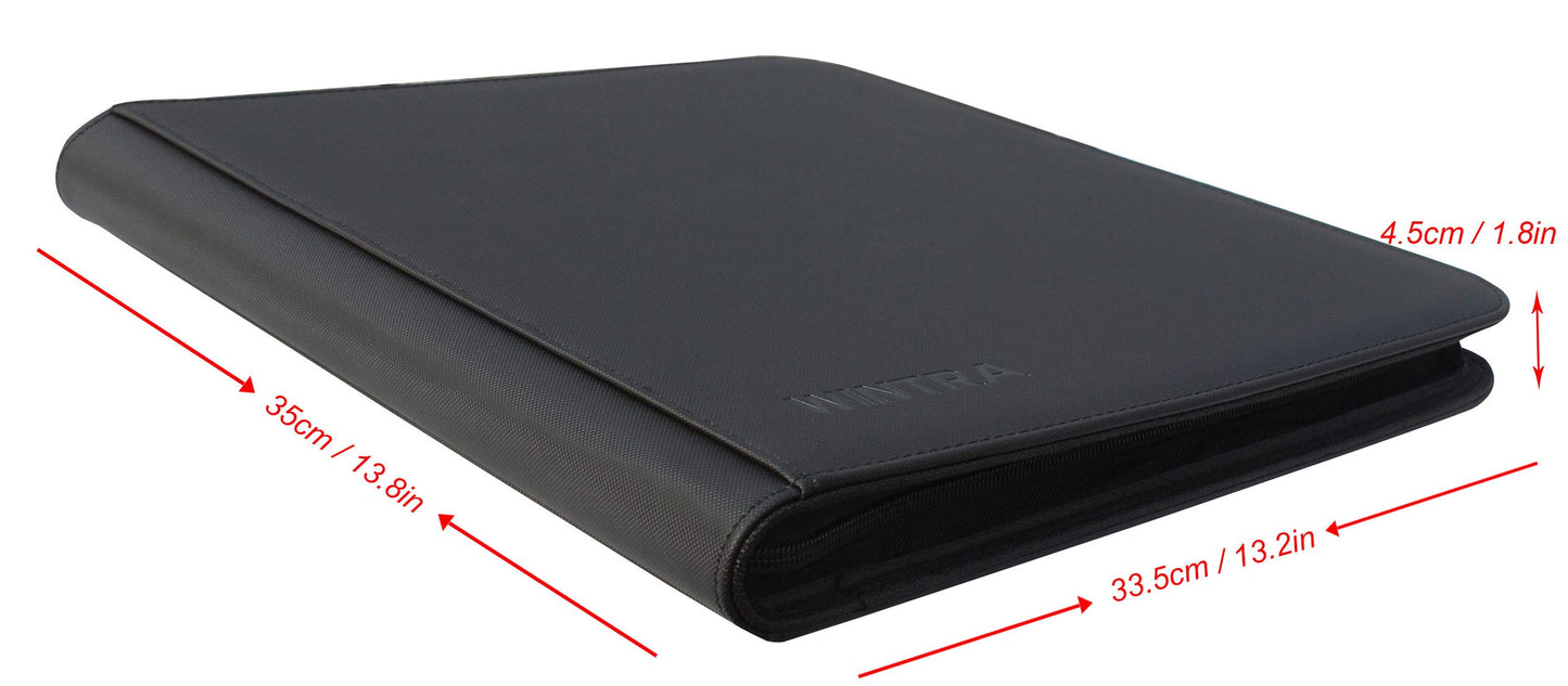 WINTRA 12-Pocket Black Double-Sided Trading Card Album  Side Loading enhanced Card Binder  480 Pockets Binder for Standard Trading and Sports Cards