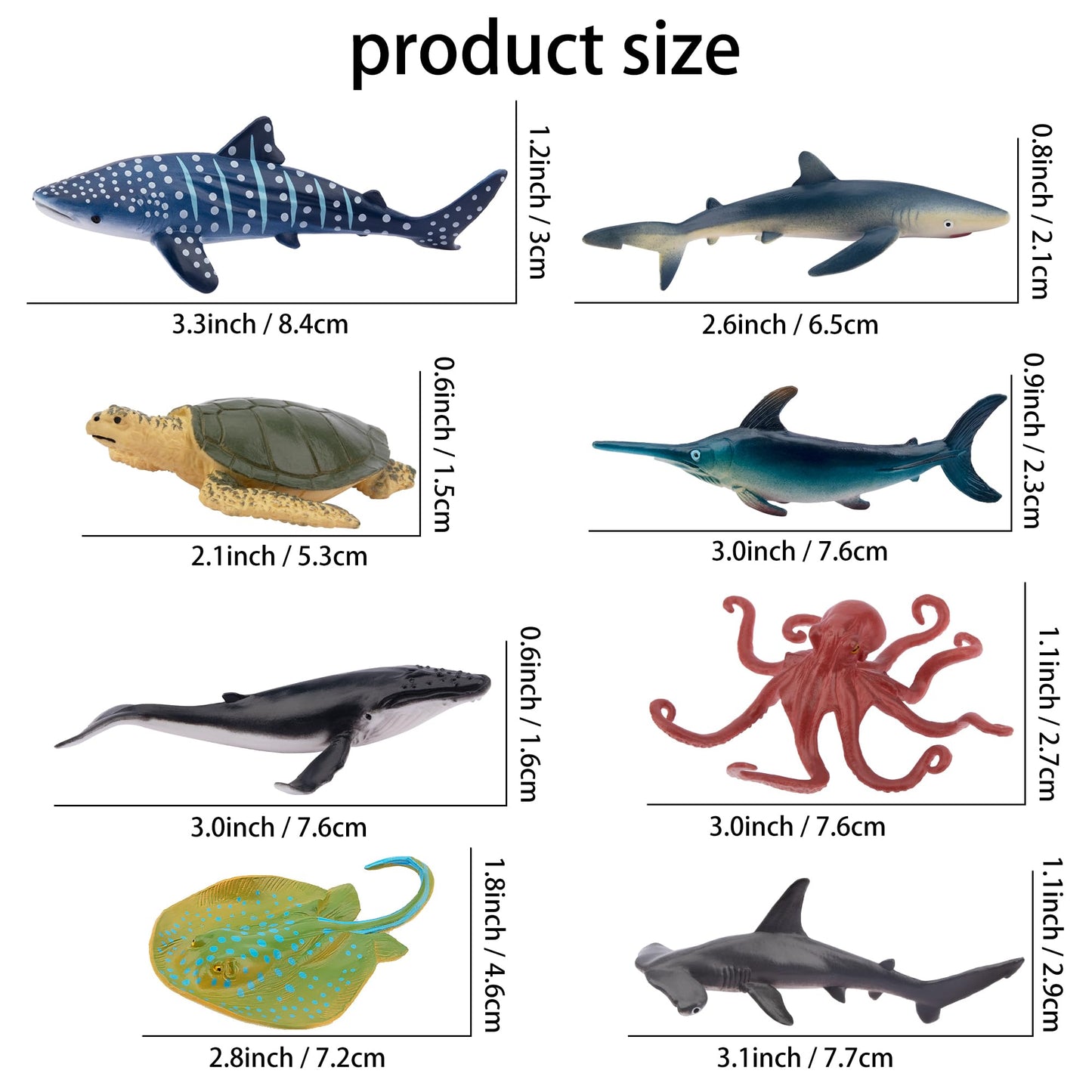 Toymany Mini Ocean Animal Figurines Set - 24 Realistic Plastic Cake Toppers for Kids' Parties, Gifts & School Projects - White