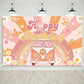 Mocsicka Groovy Birthday Banner Retro Hippie Boho Daisy Party Decorations for Girls Kids Rainbow Groovy Happy Birthday Party Bac