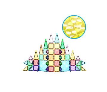 Picassotiles 60 Piece Magnetic Building Block Mini Diamond Series Travel Size On-The-Go Construction Toy Set Stem Learning Kit E