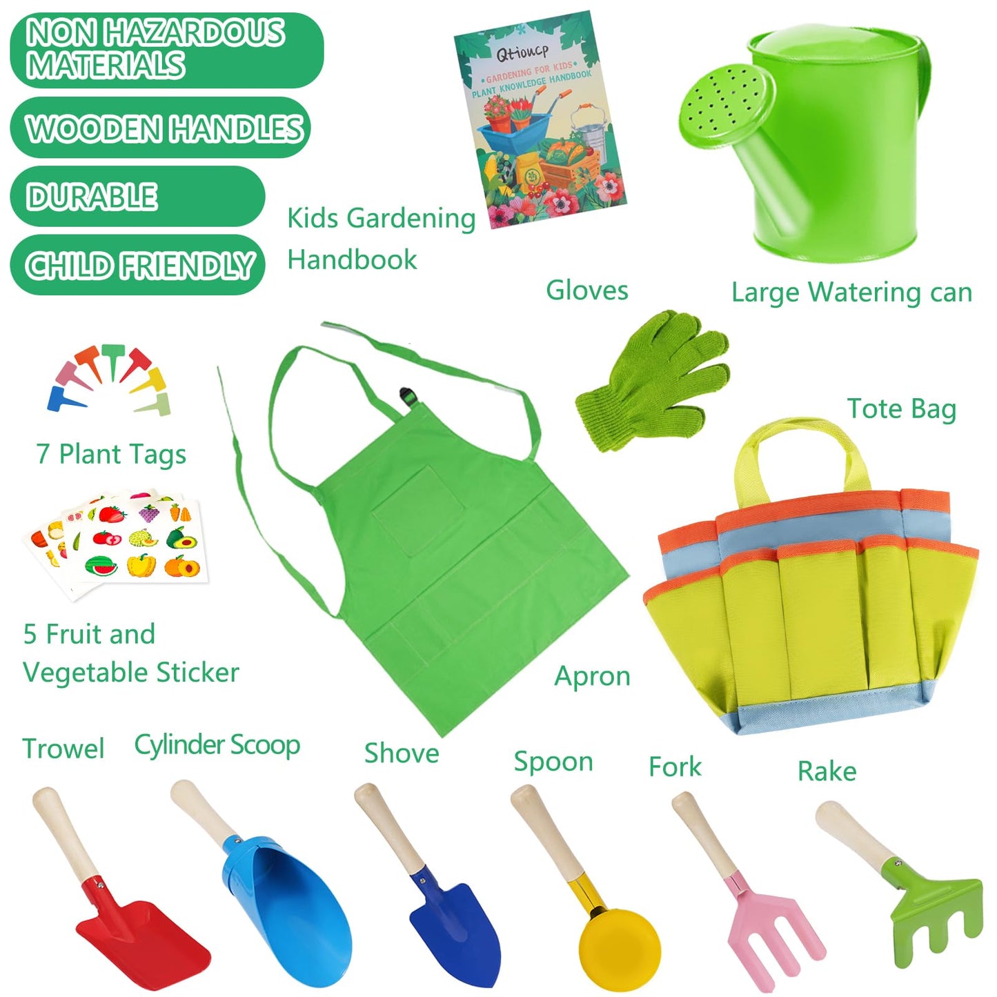 Kids Gardening Set 14Pcs Gardening Tools For Kids With Tote Bag,Watering Can, Shovel, Apron, Garden Book And More Educational St