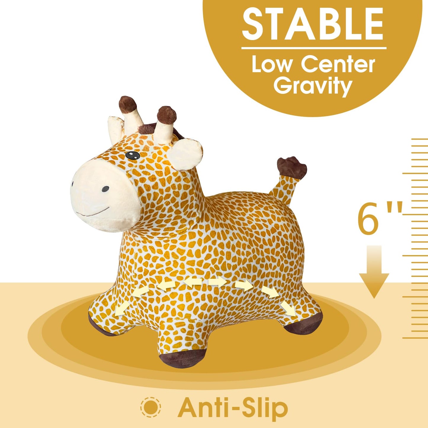 Hotmax Giraffe Bouncy Horse Toy, Inflatable Plush Bouncing Horse For Toddlers, Outdoor Ride On Bouncy Animals, Birthday Gift For 18 Months 2 3 4 Year Old Boy Or Girl