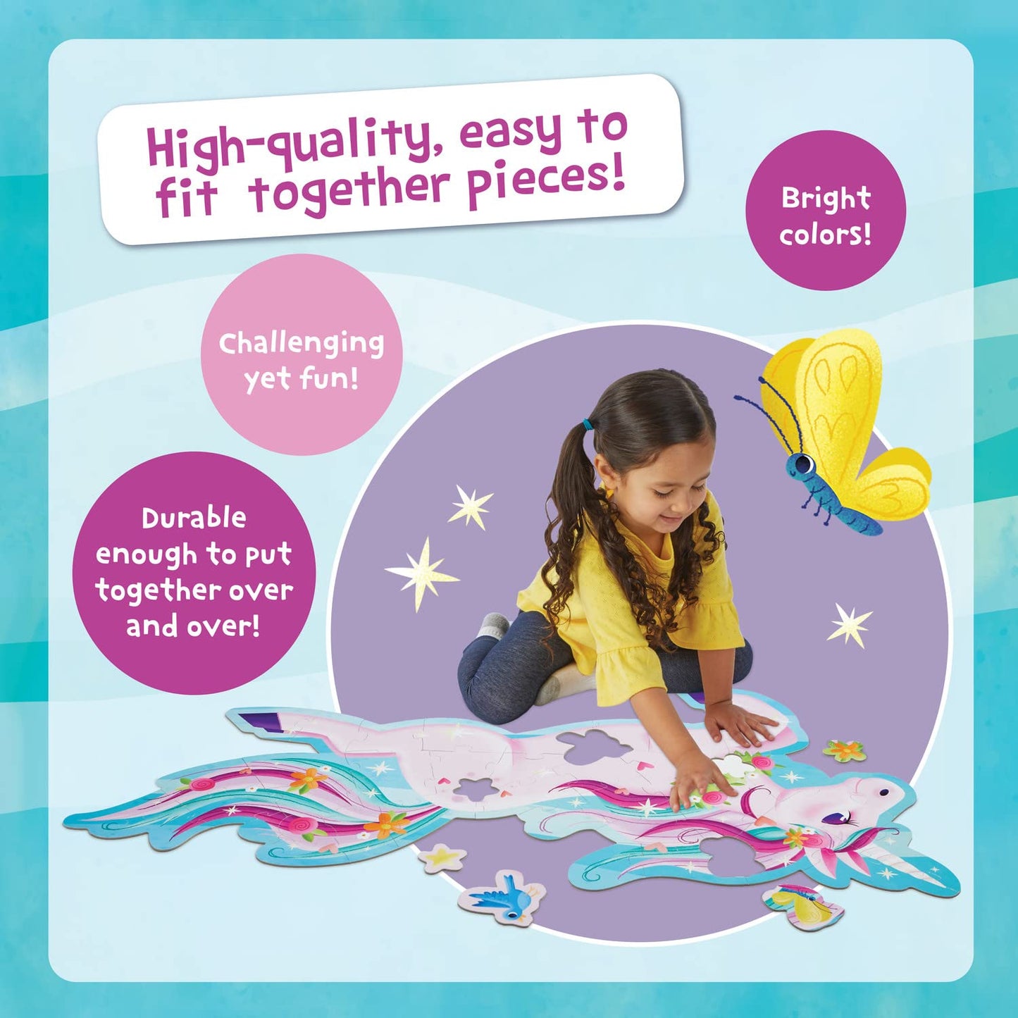 Peaceable Kingdom Shimmery Unicorn Floor Puzzle, 1 Ea