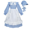 Ltakk Colonial Dress Girls Pioneer Costume Prairie Pilgrim Girl Dresses Long Sleeves, Indigo Blue, Medium, Age Over 4 Years Old