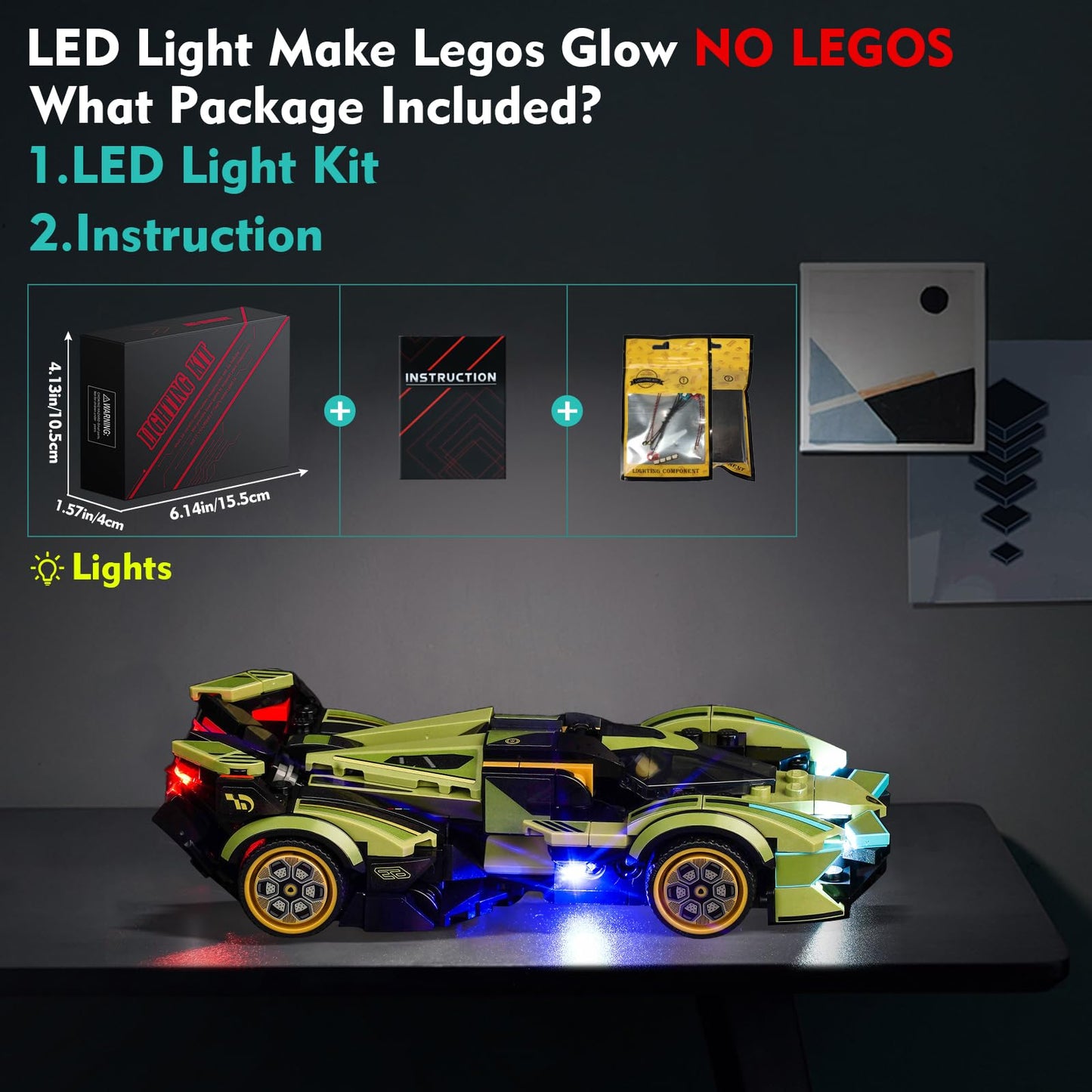 Locolee Led Light Kit Compatible With Lego 76923 Lamborghini Lambo V12 Vision Gt Super Car - No Models Only Light, Creative Ligh