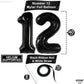 Katchon, Giant Black 12 Balloon Number - 40 Inch | 12 Birthday Balloon, 12 Birthday Decorations Boy | Black Number 12 Balloon For Birthdays | Happy 12Th Birthday Decorations Boy | 12Th Birthday Party