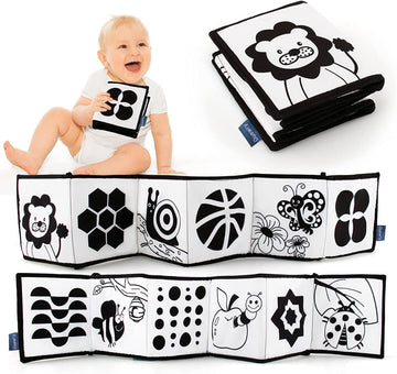 Kaping My First Black And White High Contrast Soft Book , Infant Tummy Time Toys, Black And White Baby Cards, Folding Educational Activity Cloth Book Suitable For Boys Girls Toddler